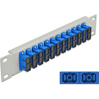 Delock 10″ Fiber Optic Patch Panel 12 Port SC Duplex blue 1U grey