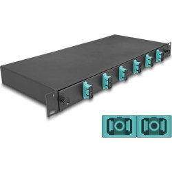 Delock 19″ Optical Fiber Splice Box 6 x SC Duplex OM3 1U complete assembled ready for splicing