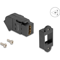 Delock HDMI panel mount female to HDMI female 45° angled 8K 60 Hz black