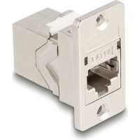 Delock Panel Mount RJ45 Keystone Module coupler jack to jack Cat.6A metal conical