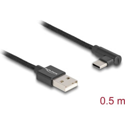 Delock USB 2.0 Cable Type-A male to USB Type-C™ male angled 0.5 m black