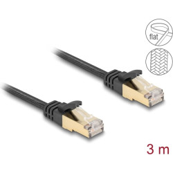 Delock RJ45 Flat Network Cable with braided jacket Cat.6A U/FTP plug to plug 3 m black