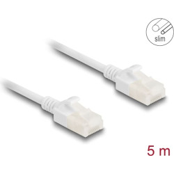 Delock RJ45 Network Cable Cat.6A plug to plug with robust latch for industrial use U/UTP Slim 5 m white