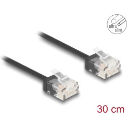 Delock RJ45 Network Cable Cat.6 UTP Ultra Slim 0.3 m black with short plugs