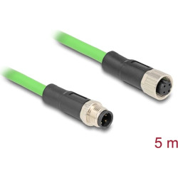 Delock M12 Cable D-coded 4 pin male to female PUR (TPU) 5 m