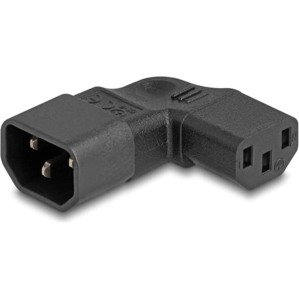 Delock Power Adapter IEC 60320 - C14 to C13, male / female, 10 A, 90° left / right angled