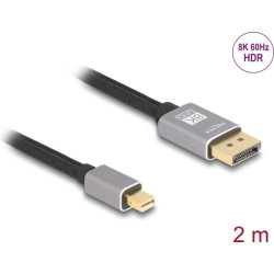 Delock Mini DisplayPort to DisplayPort cable 8K 60 Hz 2 m grey metal without latch