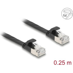 Delock RJ45 Flat Patch Cable plug to plug Cat.6A 0.25 m black