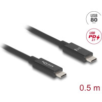 Delock USB 80 Gbps Cable USB Type-C™ male to male 16K 60 Hz PD 3.1 240 W E-Marker coaxial 0.5 m black