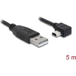 Delock USB 2.0 Cable Type-A male to Type Mini-B male angled 5 m