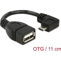 Delock USB 2.0 OTG Cable Type Micro-B male angled to Type-A female 11 cm
