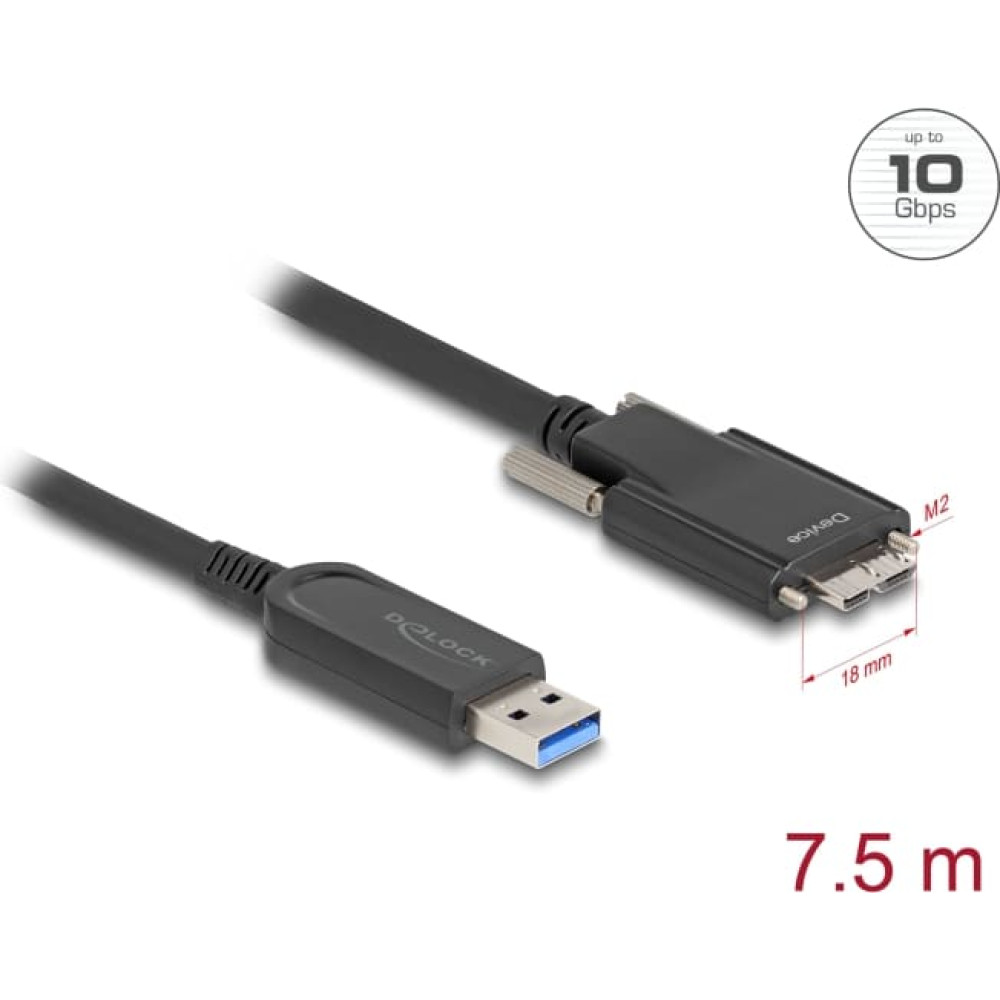Delock Active Optical Cable USB 10 Gbps Type-A male to Type Micro-B male with screws 7.5 m