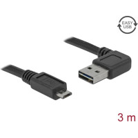 Cable EasyUSB2.0, AM angled left/right > microBM, black, 3.0m, Delock