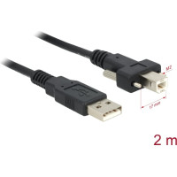 Delock Cable USB 2.0 type A male > USB 2.0 type B male with screws 2 m