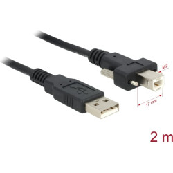 Delock Cable USB 2.0 type A male  USB 2.0 type B male with screws 2 m