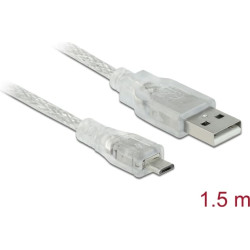 Delock Cable USB 2.0 Type-A male > USB 2.0 Micro-B male 1.5 m transparent