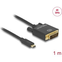 Delock Cable USB Type-C™ male > DVI 24+1 male (DP Alt Mode) 4K 30 Hz 1 m black