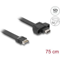 Delock USB 10 Gbps Flat Cable Type-E Key A 20 pin male to USB Type-C&trade; female panel-mount 75 cm