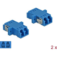 Delock Optical Fiber Coupler LC Duplex female to LC Duplex female Single-mode 2 pieces blue
