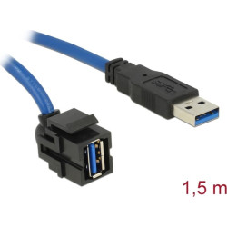 Delock Keystone Module USB 5 Gbps type-A female 250° to type-A male with 1.5 m cable black