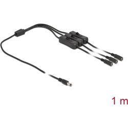 Delock Cable DC 5.5 x 2.1 mm male to 3 x DC female with switch 1 m