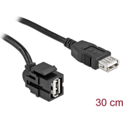 Delock Keystone Module USB 2.0 A female 250° > USB 2.0 A female with cable black