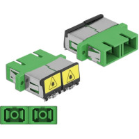 Delock Optical Fiber Coupler with laser protection flip SC Duplex female to SC Duplex female Single-mode green