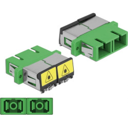 Delock Optical Fiber Coupler with laser protection flip SC Duplex female to SC Duplex female Single-mode green