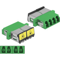 Delock Optical Fiber Coupler with laser protection flip LC Quad female to LC Quad female Single-mode green