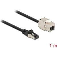 Delock Cable RJ45 plug to Keystone Module RJ45 jack Cat.6A 1 m black