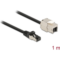 Delock Cable RJ45 plug to Keystone Module RJ45 jack Cat.6A 1 m black