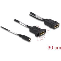 Delock DisplayPort Cable 4K 60 Hz with DC feed 2.1 x 5.5 mm 0.30 m panel-mount