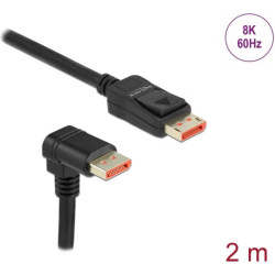 Delock DisplayPort cable male straight to male 90° downwards angled 8K 60 Hz 2 m