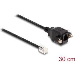 Delock Cable RJ10 plug to RJ10 jack for installation 30 cm black