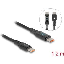 Delock USB 2.0 Data and Fast Charging Cable USB Type-C™ male to male PD 3.1 140 W with power indication 1.20 m