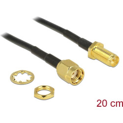 Delock Antenna Cable RP-SMA Plug  RP-SMA Jack Bulkhead 200 mm