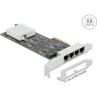 Delock PCI Express x4 Network Card 2.5 Gigabit LAN 4 x RJ45 RTL8125