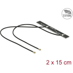 Delock Dual Band WLAN WiFi 6 Twin Antenna 2 x I-PEX Inc., MHF® 4L plug 5 dBi 2 x 15 cm PCB internal self adhesive