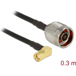 Delock Antenna cable N Plug > RP-SMA Plug 90° CFD200 0.3 m low loss