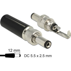 Delock Connector DC 5.5 x 2.5 mm with 12.0 mm length male