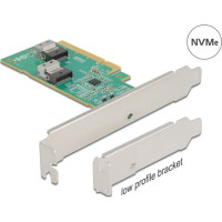 Delock PCI Express 4.0 x8 Card to 2 x internal SFF-8654 4i NVMe - Bifurcation - Low Profile Form Factor