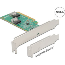 Delock PCI Express 4.0 x8 Card to 2 x internal SFF-8654 4i NVMe - Bifurcation - Low Profile Form Factor