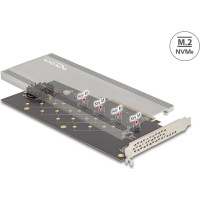 Delock PCI Express 4.0 x16 Card to 4 x internal NVMe M.2 Key M with Heat Sink and Fan - Bifurcation