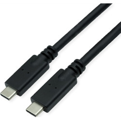 ROLINE Cable USB 3.2 Gen2 Compatible, PD (Power Delivery) 20V5A, with Emark, C-C, M/M, black, 3 m