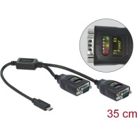 Delock Adapter USB Type-C™ to 2 x Serial RS-232 DB9 with 15 kV ESD protection