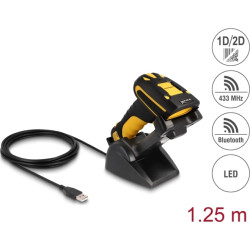 Delock Industrial Barcode Scanner 1D and 2D for 433 MHz or Bluetooth with inductive charging station