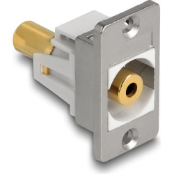 Delock Panel Mount stereo jack female 3.5 mm 3 pin to stereo jack female 3.5 mm 3 pin gold plated silver / white