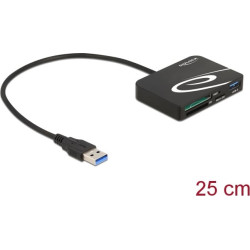 Delock Card Reader for XQD / SD / Micro SD memory cards + USB Type-A port