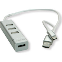 USB2.0 TypeA 4portu HUB, Type A+C, Roline