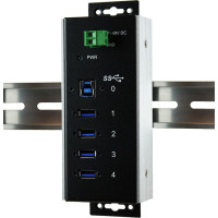 Exsys EX-1185HMVS-WT USB3.0 Metall Hub 4 Ports Din Rail Temperaturber. -40°C bis 85°C